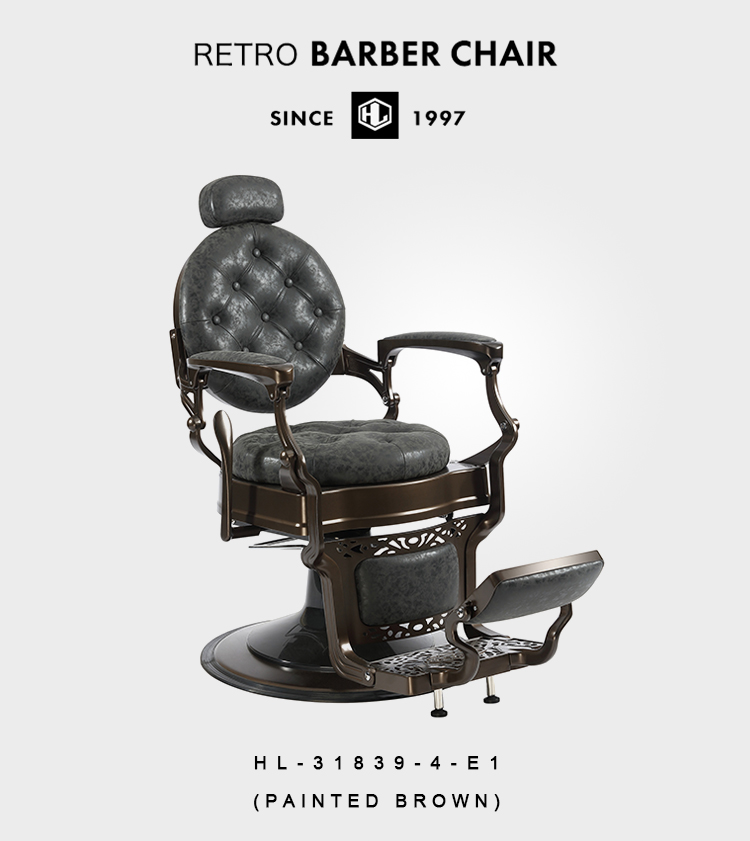 brown leather barber chair